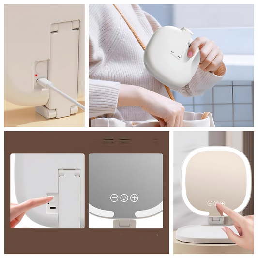 Espejo Luz LED Plegable Portátil