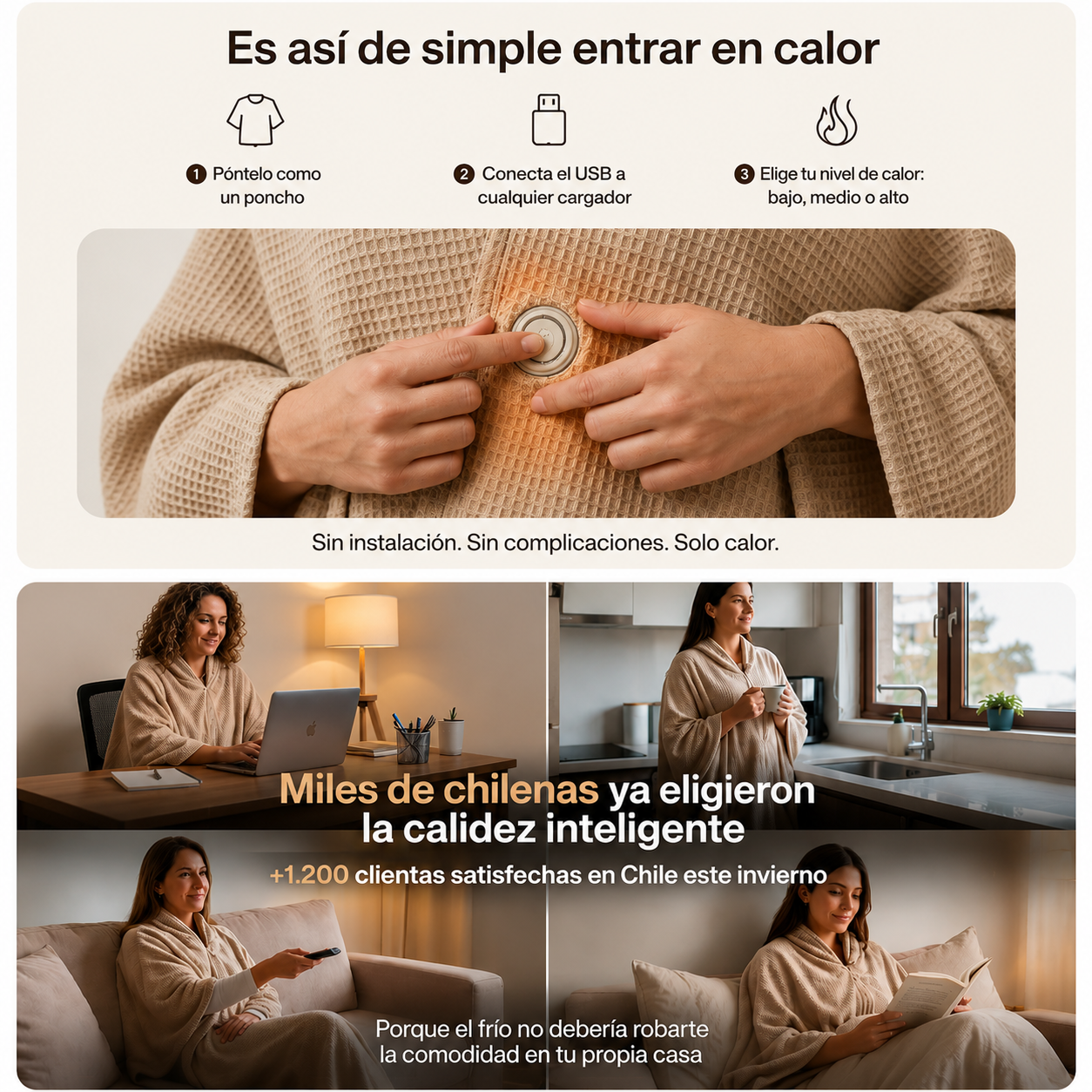 Manta Calefactora Eléctrica Carga USB