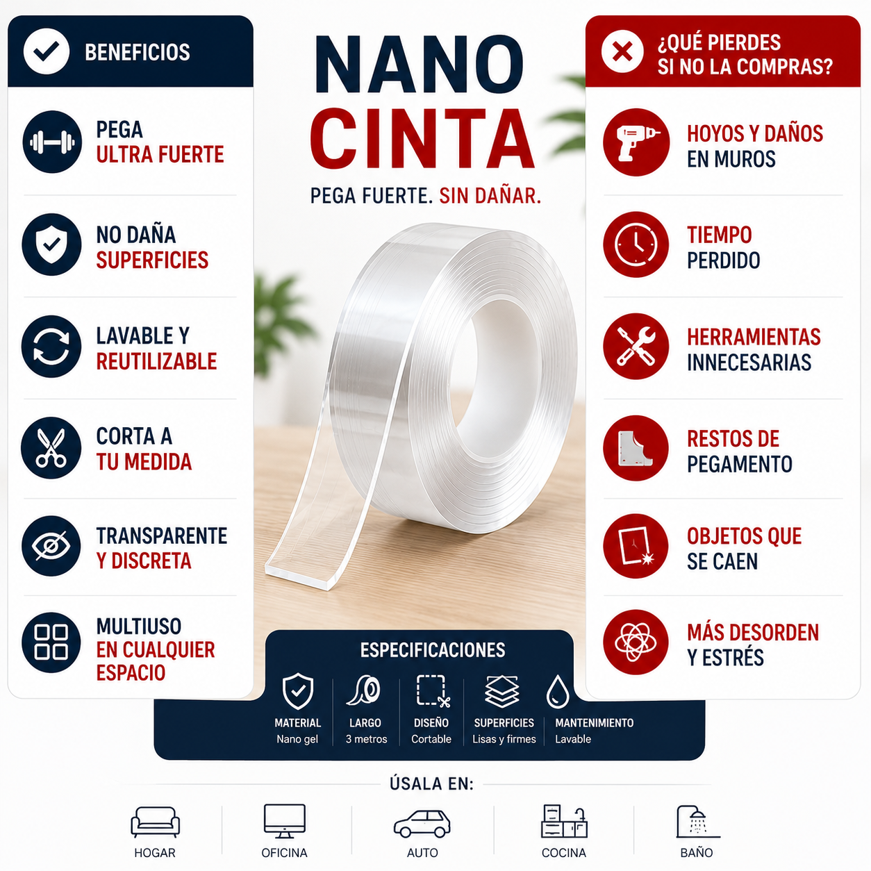 Nano Cinta - Pega y reutiliza